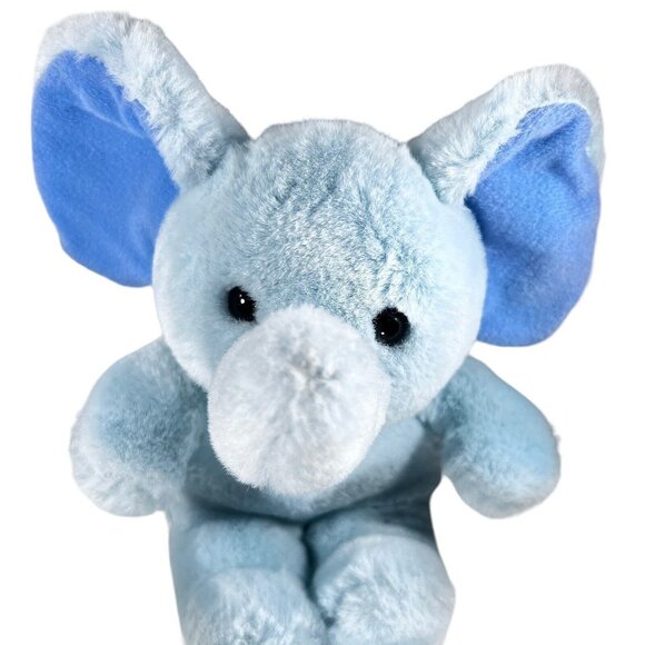 RUSS BERRIE Vtg Plush Blue Elephant Rattle Babies 6" Stuffed Animal Toy Korea - Picture 3 of 7